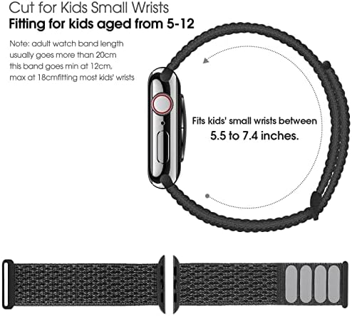 BlackPro Çocuklar için apple saat bandı, Erkek Kız için Nefes Alabilen Yumuşak Naylon Döngü Kayışı, Apple Watch Serisi ile