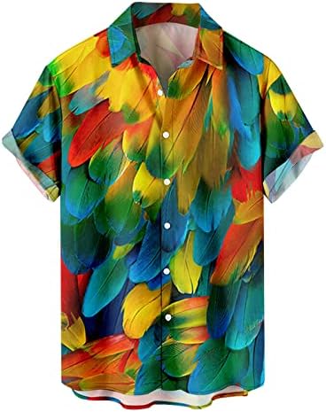 XXBR Hawaiian Gömlek Erkekler için Kısa Kollu Aloha Plaj Gömlek Çiçek Yaz Casual Düğme Aşağı Gömlek Askeri Gömlek Kırmızı