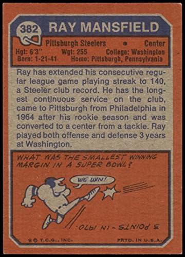 1973 Topps 382 Ray Mansfield Pittsburgh Steelers (Futbol Kartı) VG + Steelers Washington