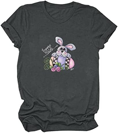 Grafik Gömlek Kadın Sonbahar Yaz Kısa Kollu Ekip Boyun Sevimli Komik Hayvan Tavşan Kostümleri Rahat Üst Gömlek Kızlar için