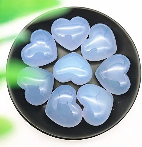LAAALİD XN216 1 ADET Doğal Büyük Mavi Kalsedon Kalp Şeklinde Kristal Taş Meditasyon Şifa Çakra Cilalı Doğal Taşlar ve Mineraller