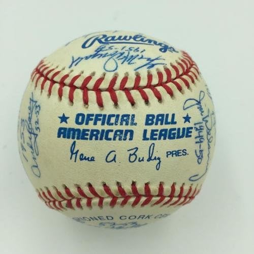 Yogi Berra ve Whitey Ford 1950'lerin Yankees Greats İmzalı Beyzbol 18 Sigs PSA DNA İmzalı Beyzbol Topları
