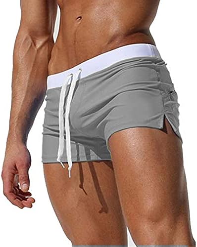 Erkek Hızlı Kuru Hafif Nefes Spor Şort Koşu Eğitim ve Koşu kısa Pantolon Draw-String Rahat erkek mayoları (Koyu Gri, X-Large)