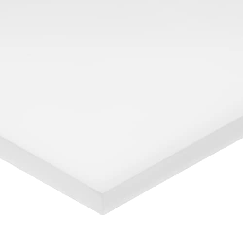 Delrin Asetal Homopolimer Plastik Levha, Beyaz, 1 inç Kalınlığında x 12 inç Genişliğinde x 24 inç Uzunluğunda