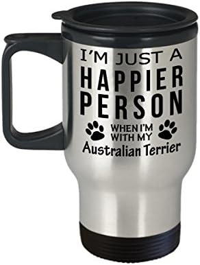 Köpek Lover Seyahat Kahve Kupa-Mutlu Kişi İle Avustralya Terrier-Pet Sahibi Kurtarma Hediyeler