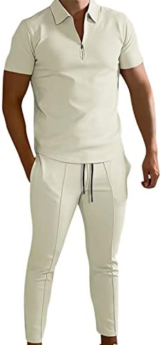 Erkek 2 Parça Kıyafet Rahat Kısa Kollu polo gömlekler ve Pantolon Setleri Plaj Yaz Eşofman Şık Eşofman Jogger Takım Elbise