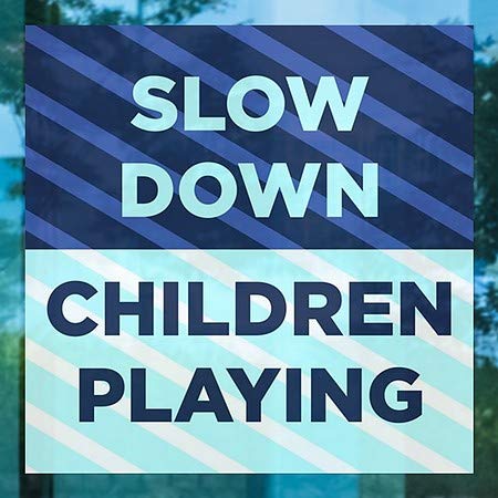 CGSıgnLab / Oynayan Çocukları Yavaşlatın-Çizgili Mavi Pencere Yapışması / 16 x16