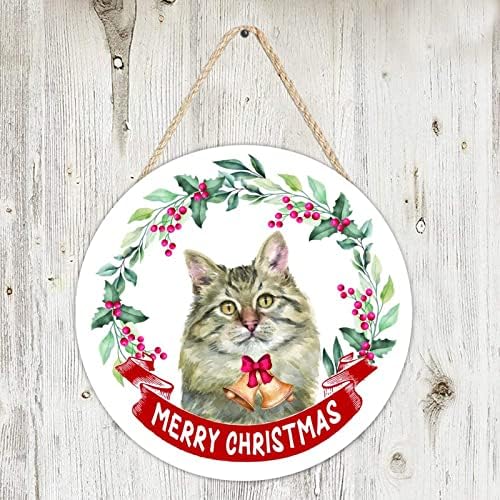 Alioyoit 6 İnç Yuvarlak Ahşap hoş geldin yazısı Plak Merry Christmas Çelenk Pet Rustik Kapı Askı Işareti Nostaljik Ahşap