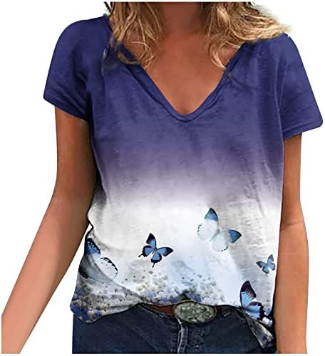 pbnbp Kısa Kollu Yaz Bluzlar Kadınlar için Mermer Moda Gömlek Baskılı Klasik Gevşek Fit V Boyun Tunik Blusas Tops