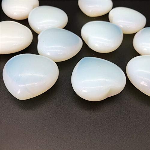 LAAALID XN216 1 adet Güzel Beyaz Opal Kristal Kalp Şeklinde Cilalı Taşlar Şifa Hediye Dekor Taşlar ve Mineraller Doğal
