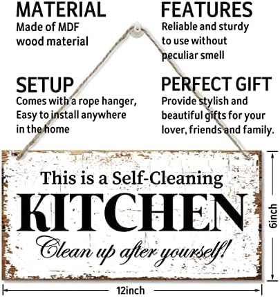Bu kendi kendini temizleyen bir mutfak duvar dekor işareti, mutfak dekoru, baskılı ahşap Plak işareti, asılı komik mutfak