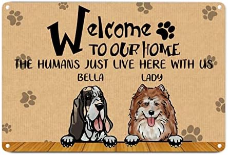 Alioyoit Komik Metal Köpek İşareti Özel Köpekler Adı Evimize hoş geldiniz İnsanlar Burada bizimle Köpek hoş geldin yazısı