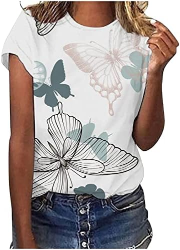 NOKMOPO Kadın Gömlek Artı Boyutu Moda Rahat Yuvarlak Boyun Kısa Kollu Baskı Üst Bluz
