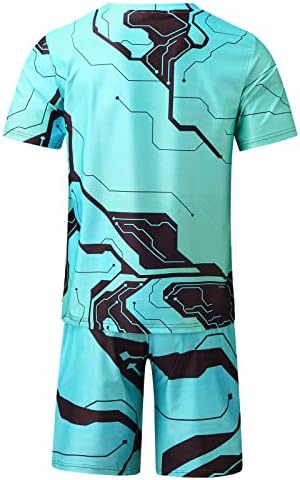 Eşofman erkek yaz Üstleri şort takımı Erkekler için Yaz 2 Parça Plaj Serin Hippi Kısa Kollu Gömlek ve kısa pantolon Setleri