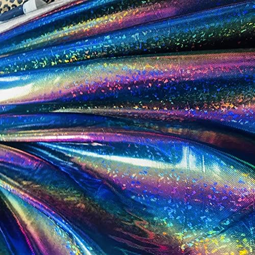 4 Yollu Streç / Gökkuşağı Hologramı Kırık Cam Metalik Folyo Naylon Spandex Kumaş L1E1300012