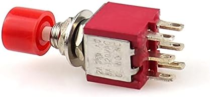 PCGV Kırmızı 6 Pins SPDT Anlık AC 2A/250 V 5A / 120 V Basma Düğmesi Buton Anahtarı 1 NO 1 NC