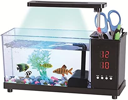 XJJZS Mini akvaryum Balık USB Akvaryum led ışık ile lcd ekran Ekran ve Saat balık akvaryumu balık tankları Siyah / Beyaz