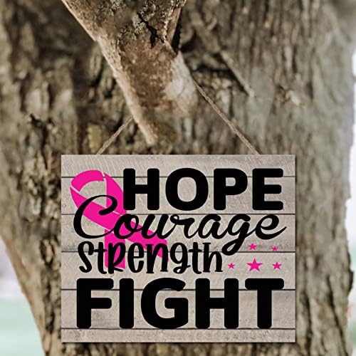 İşaretler için ahşap Pembe Kurdele Güçlü Olmak Destek Asılı İşareti 8x10in Meme Kanseri Umut Cesaret Gücü Mücadele Ahşap