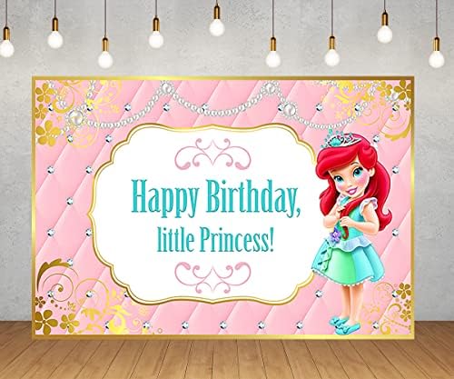 Bir Littele Prenses Zemin Doğum Günü Partisi Süslemeleri için Bebek Prenses Ariel Afiş Bebek Duş Parti Malzemeleri 5x3ft