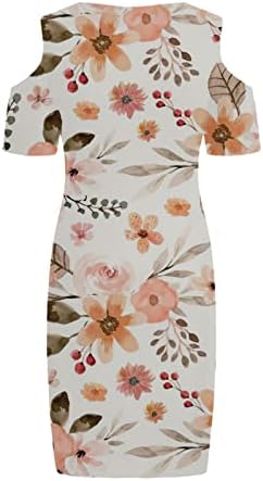 Kadın Soğuk Omuz Tunik Elbise 2023 Yaz Çiçek Plaj Casual Boho Sundress Bir Çizgi Gevşek Kısa Kollu askı elbise