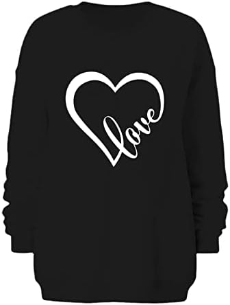 Bayan Aşk Kalp Kazak Genç Sevgililer Gömlek Aşk Kalp Mektubu Baskı Kazak Sevgililer Üstleri Giysi
