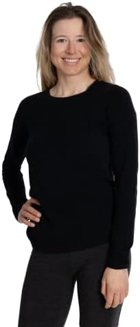 Yünlü Giyim A. Ş. Kadın Merinos Yünü Esnek Uzun Kollu Ekip Boyun Gömlek-Ultra Hafif-Esneklik Nefes Alabilen Koku Önleyici