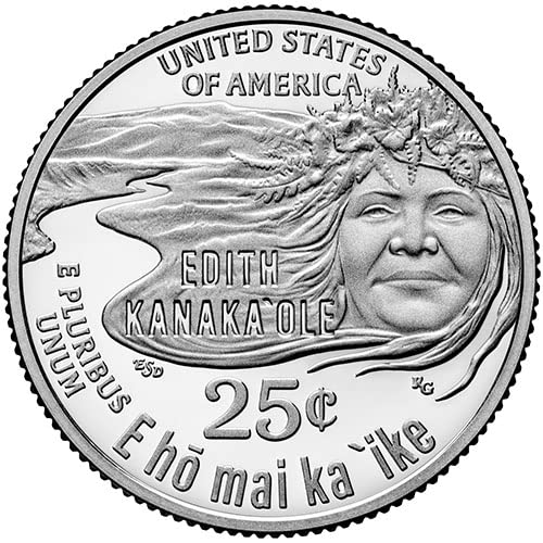2023 S Gümüş Geçirmez Amerikalı Kadınlar Çeyrek Edith Kanakaole Çeyrek Seçimi Dolaşımsız ABD Darphanesi