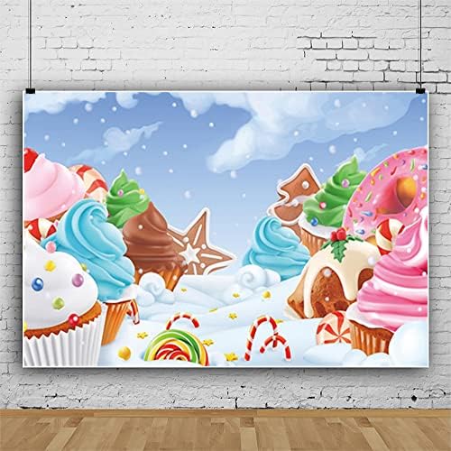 Renaiss 5x3ft Tatlı Tatlı Zemin Karikatür dondurmalı pasta Çörek Şeker Düşen Kar Lolipop Candyland Tatlı Fotoğraf Arka Plan