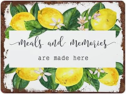 Yemekler ve Anılar Burada Yapılır Vintage Teneke İşareti mutfak duvar dekoru Limon Dekor Mutfak İşareti Çiftlik Evi Dekor