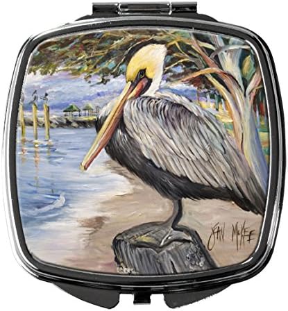 Caroline's Treasures JMK1218SCM Pelican Bay Kompakt Ayna, Kadın Kız Hediyeler için Dekoratif Seyahat Makyaj Aynası Cep Makyaj