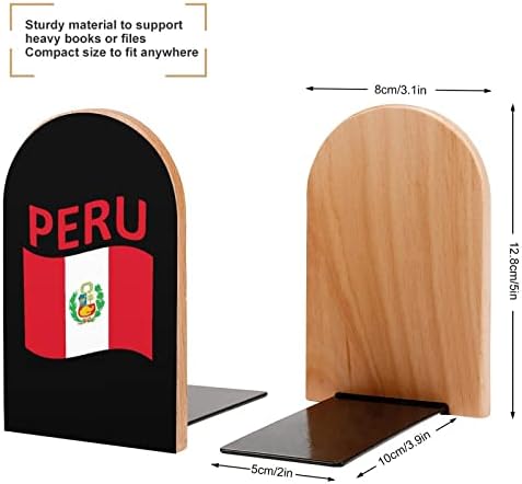 Peru bayrağı Kaymaz Ahşap Kitap Ayracı Ağır Kitap Stoper Dekoratif Raflar (1 Çift)
