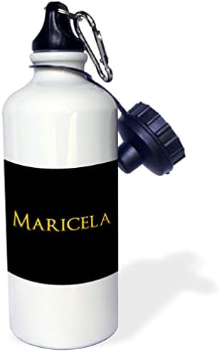 3dRose Maricela Amerika'da Popüler Kadın Adı. Siyah üzerine sarı. - Su Şişeleri (wb_356412_1)