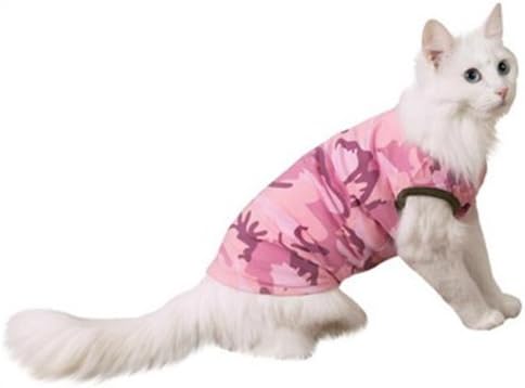 Kedi Gömleği-Anlayışlı Tekir Kamuflaj Tankı-Pembe-Küçük