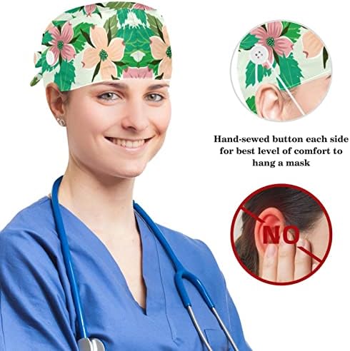Kadın ve erkek Cerrahi Kap Yay Saç Toka Çiçek Baskı Çiçek Çalışma Şapka Bir Boyut
