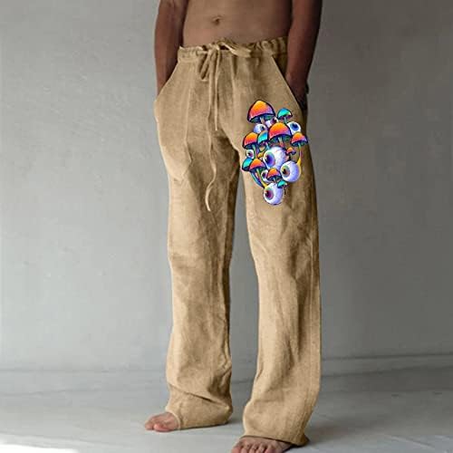 Erkek cepli pantolon Yaz Hafif Boho pantolon İskelet Baskı Elastik Bel Tam Boy Plaj Baggy Yoga Pantolon