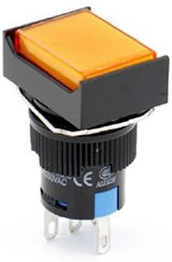 Woljay 16mm basmalı düğme anahtarı mandallama dikdörtgen kap LED lamba turuncu ışık AC 110V SPDT 5Pin 3 Adet