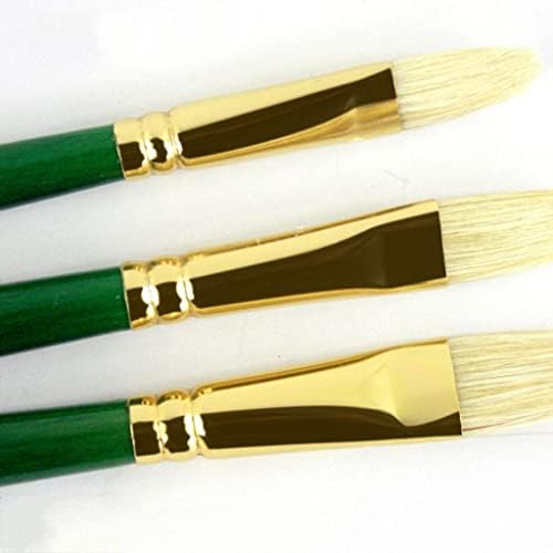 YFQHDD 6 adet Yeşil Uzun Kutup Kolu Sanat Boya Fırçası Fırça Seti Oval Şekil El Yapımı Kalem Yağ Fırçası Akrilik Boya Sanat
