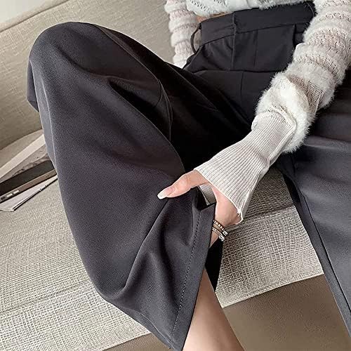 THEGA Zahmetsiz Uyarlanmış Geniş Bacak Pantolon, kadın Rahat Geniş Bacak Yüksek Belli Düğme Aşağı Düz Uzun Pantolon Pantolon