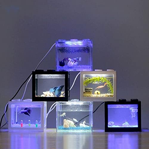 UXZDX CUJUX USB Mini Akvaryum balık tankı ile LED lamba ışığı Ev Ofis Masaüstü çay masası Dekorasyon (Renk: F)
