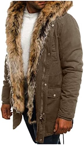 Erkek Kalınlaşmış Palto Sıcak Kış Rüzgar Geçirmez İpli Bel Polar Astarlı Faux-Hood Dış Giyim Ceket Hoodie Ceket Erkekler