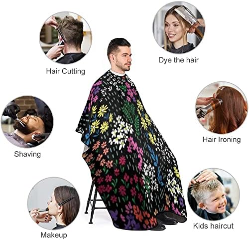 Erkekler Kadınlar için büyük saç kesme pelerin, Ayarlanabilir kapatma ile renkli Ditsy çiçek Salonu pelerinler Unisex saç