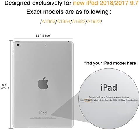 MoKo Kılıf Fit 2018/2017 iPad 9.7 5th / 6th Nesil, ince Hafif Akıllı Kabuk Standı Kapak ile Saydam Buzlu Arka Koruyucu Fit