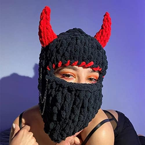Kadın Kızlar 1 Delikli Örgü Tığ Balaclava Şapka Yüz Maskesi 3D Komik Tavşan Kulakları Kazak Bere Şapka Eşarp Şapkalar