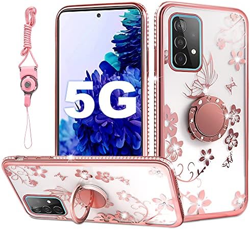 samsung Galaxy A52 5G kılıf için xinchuang, Elmas döner Standı ile Kızlar ve Kadınlar için Köpüklü İnci Kapaklı Sevimli Halka