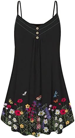 Kadın Yaz Rahat V Boyun Çiçek Mini Elbise Kolsuz Spagetti Kayışı Düğme Elbise A-Line Salıncak Kısa Elbiseler Sundress