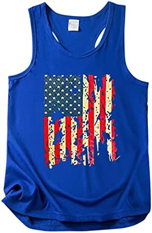 4th Temmuz Tankı Üstleri Kadın Kolsuz U Boyun T-Shirt Amerikan Bayrağı Yıldız Çizgili Vatansever Egzersiz Tunik Tank Top